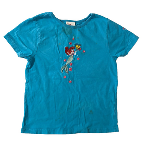 Vintage Kids Disney Ariel Little Mermaid Blue Embroidered T-Shirt Size 4T